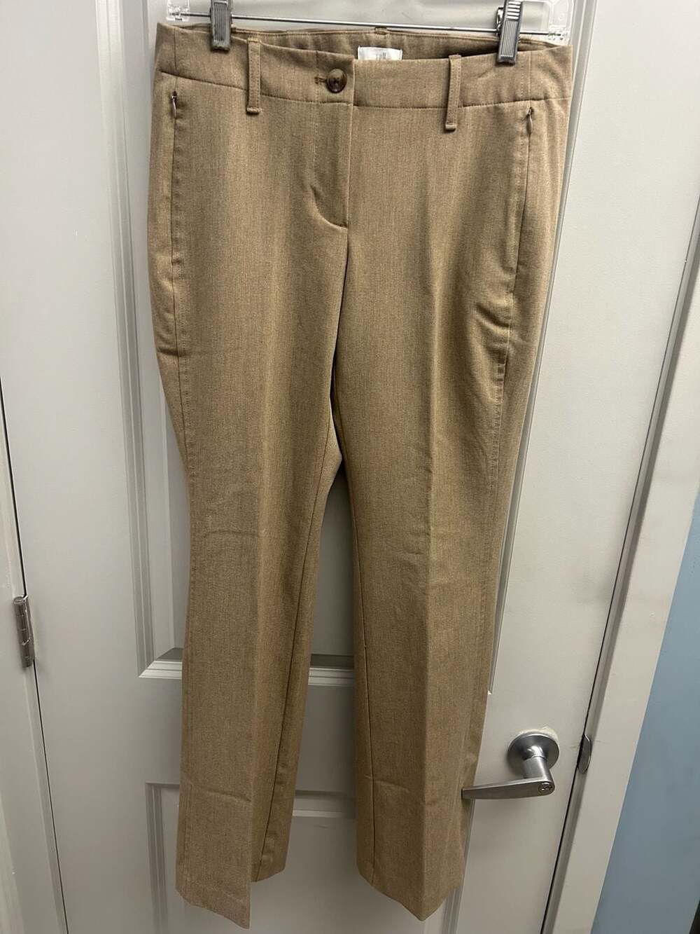 J.Jill Women's Brown Stretch Straight-Leg Trousers with Zipper Pockets